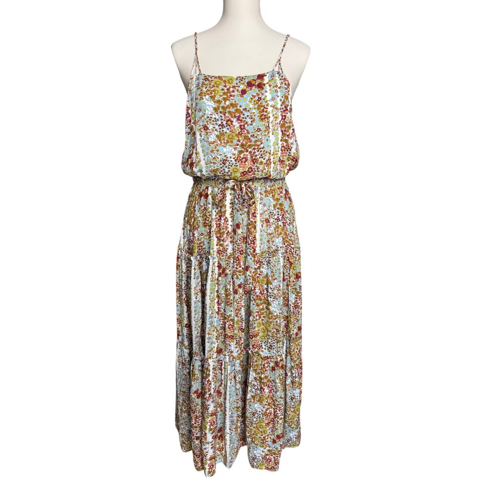 Free People Valerie Floral Tiered Maxi Dress Spaghetti Strap Open Back XS Fairy - Picture 4 of 12